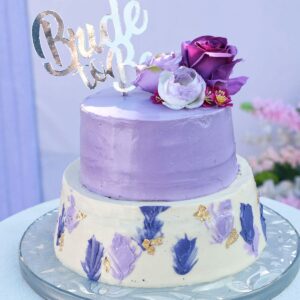 Lavendar Abstract Floral 2 tier Cake